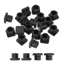 3/4 Inch Plastic Tubing End Caps, 20 Pcs Square Hole Plug Insert, Black
