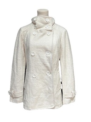 BNCI Double-Breasted Wool Blend White Peacoat Jacket