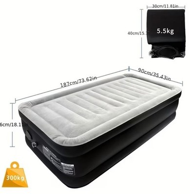 Self-inflating air mattress for 1 person, air bed/guest bed with built-in pump