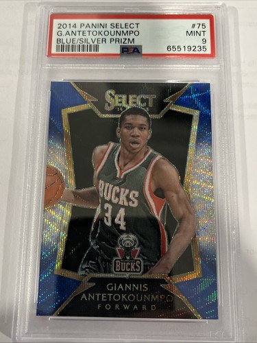 2014 Panini Select Giannis Antetokounmpo Blue Silver Prizm PSA 9 Mint Bucks #75
