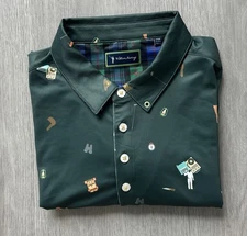 William Murray Mens Large Green Golf Polo Collared Shirt