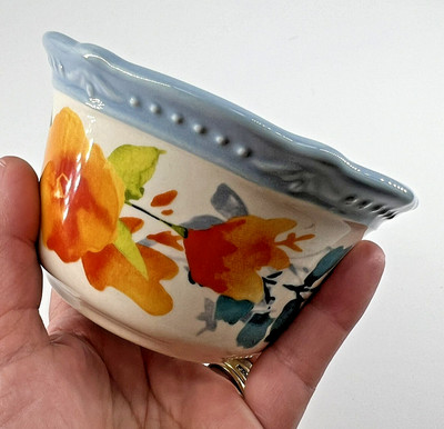 The Pioneer Woman Stoneware Scalloped Ramekin Bowl Blue Willow Floral 2821DMT