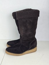 Quoddy Classic Boot Moccasins Women  s Size 8 Brown Suede Calf Boots Rare Vintage