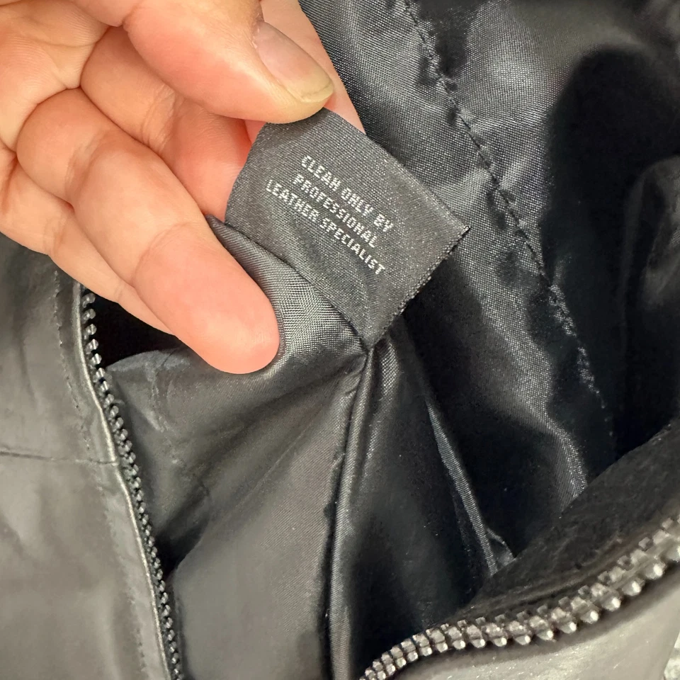 Leather Lambskin Jacket Vtg 90s Mens Large Black Grunge Alt Edgy Trump Marina - Image 4 of 4