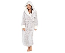 New Women's Soft Robe Long Hooded Bathrobe Nightgown with Belt All Sizes Cozy