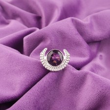 Round Cut Amethyst Gemstone Daughter Band Ring 925 Sterling Silver US All Size