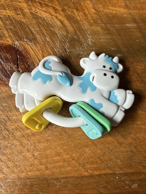 Vintage Safety 1st Li'l Farmer Cow 'N Bells Clicking Rattle 1993 Baby Rattle