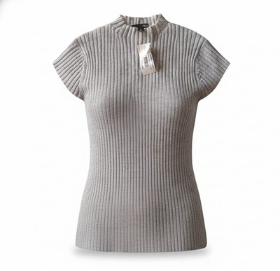 NEU AQUA Damen Grau Kaschmir Rollkrage Pullover Sweater Strick Jacke L $188