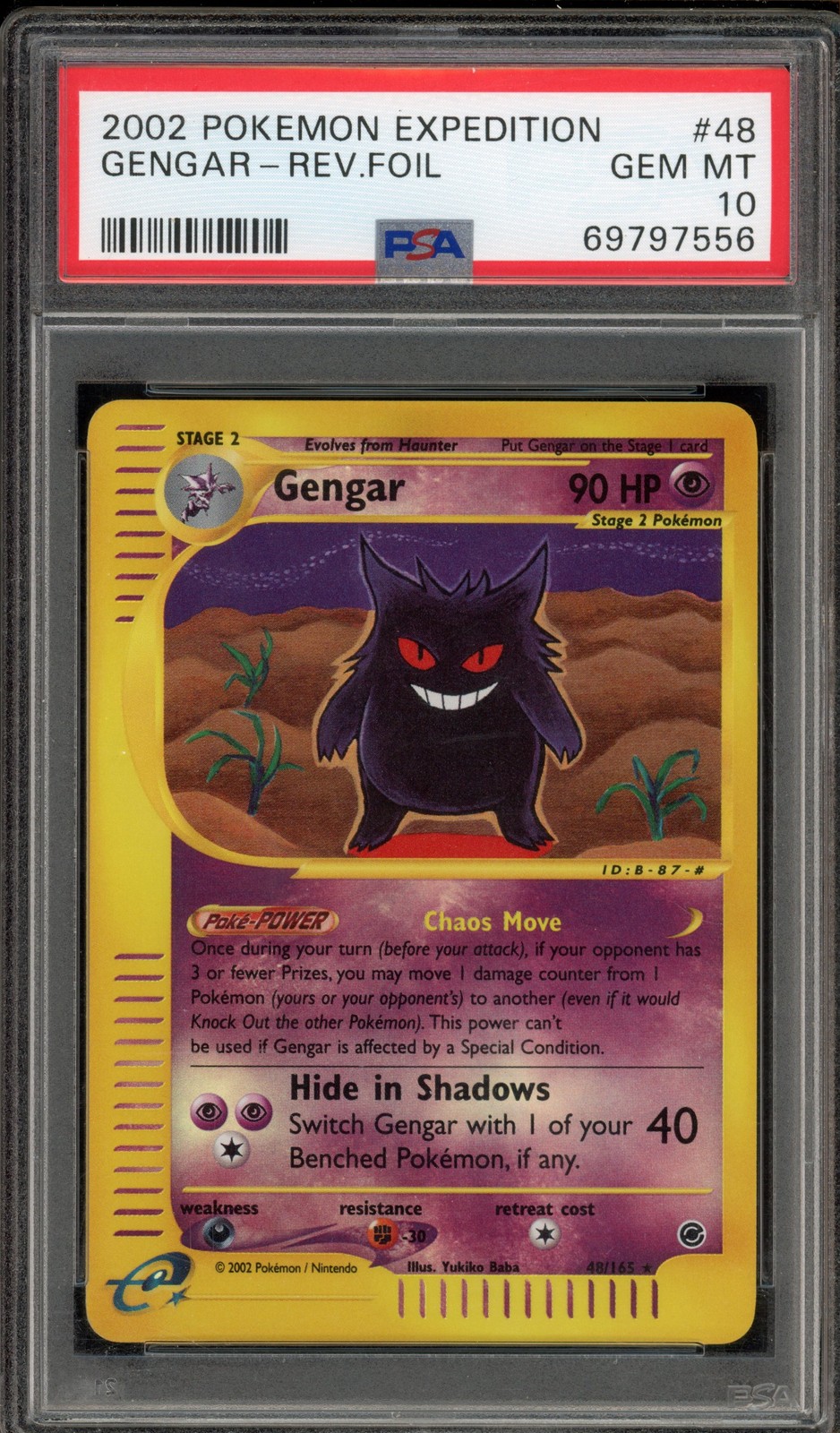 Pokemon Gengar Expedition Reverse Holo Rare #48 PSA 10 Gem Mint