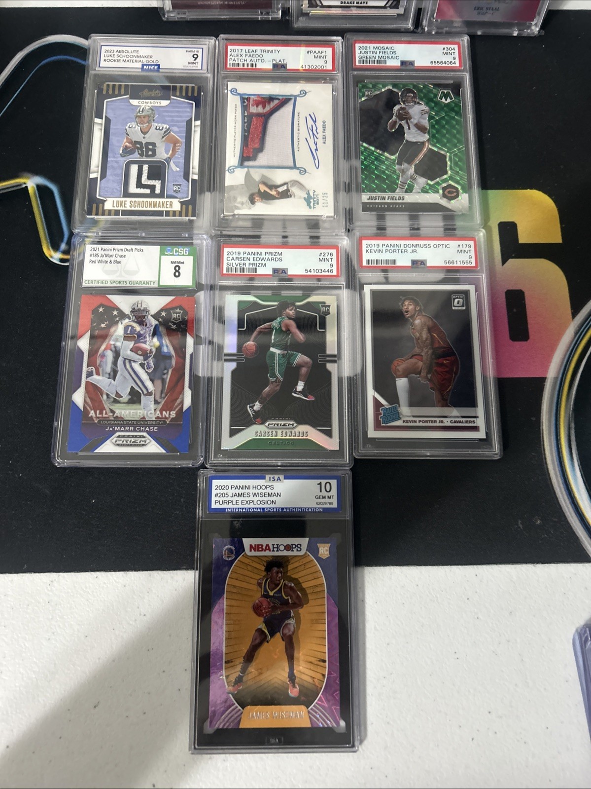 Huge 7 Card Slab PSA Lot Mixed Sports Including RPAS, Numbered, Patches, Rookies