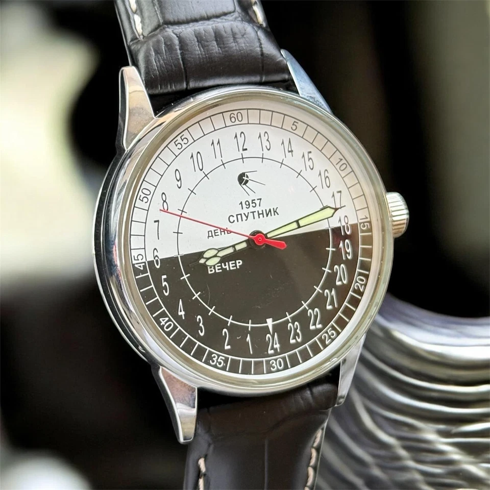 Reloj De Colección Raketa 24h Mecánico Muñeca Hombres URSS Soviética Día Polar Ruso Raro Foto 2 de 4