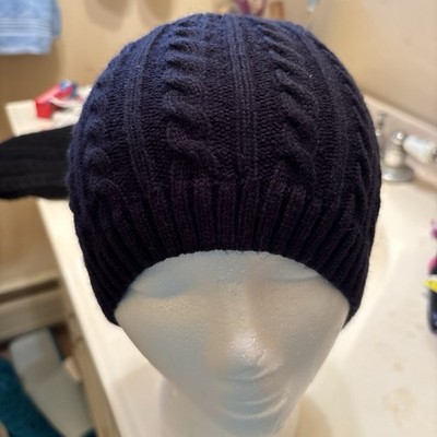 Cable Knit Winter Hat Beanie Navy Blue New with Tags One Size Wool Blend Classic