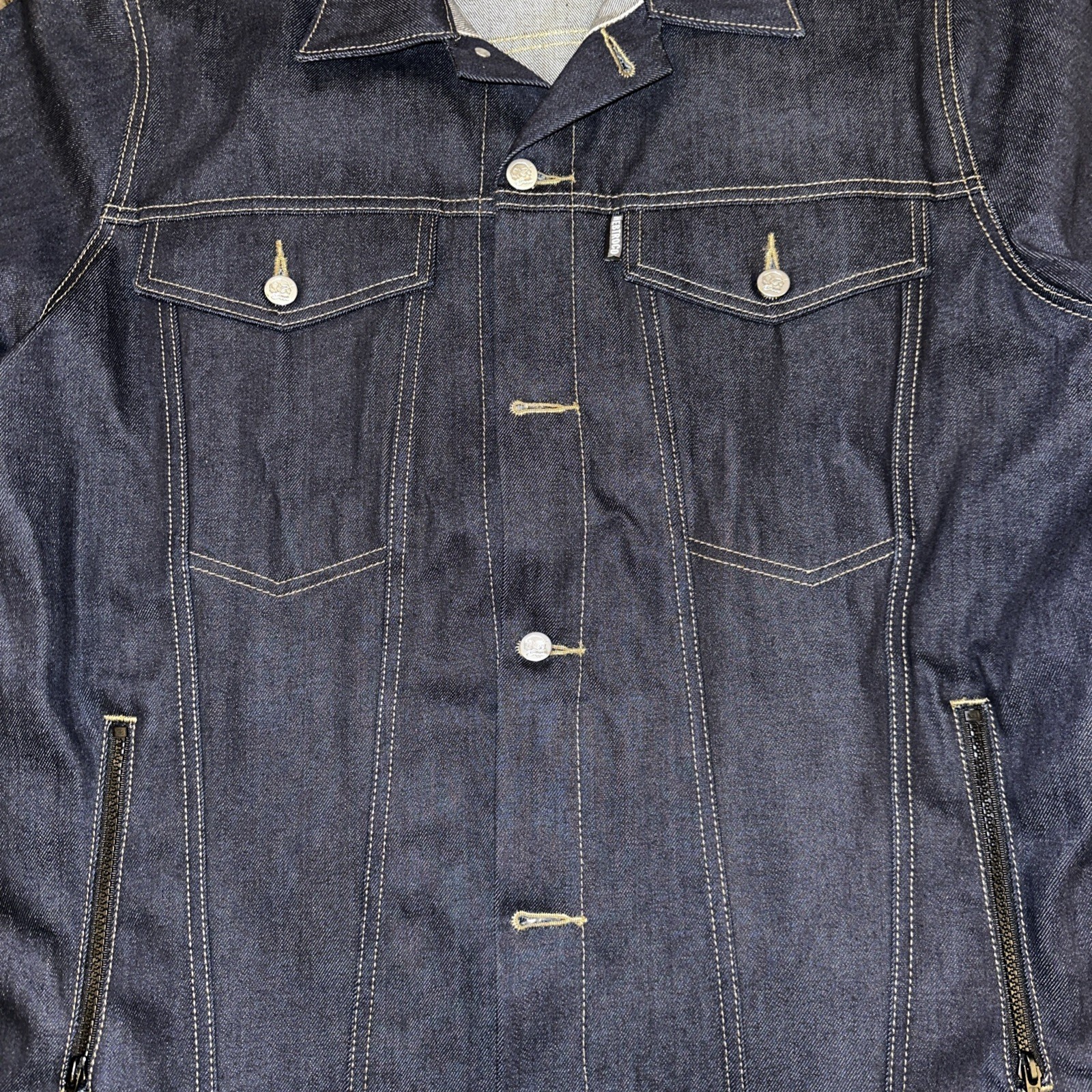 Hebtroco Men’s Selvage Denim Trucker Jacket 2xl-3xl Italian Denim Made In UK - second product detail image