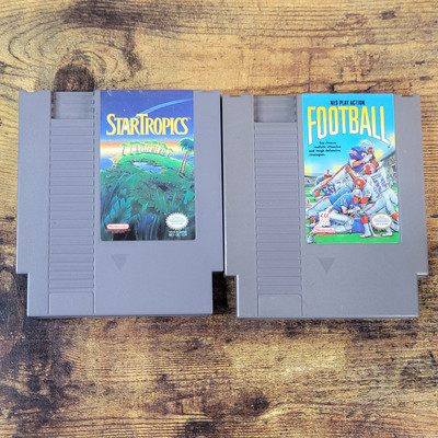 Star Tropics & Play Action Football Nintendo NES Game Cartridge lot of 2