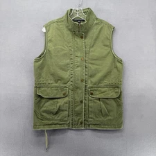 Harlowe & Graham Vest Womens Large Army Green Utility Pockets Sleeveless