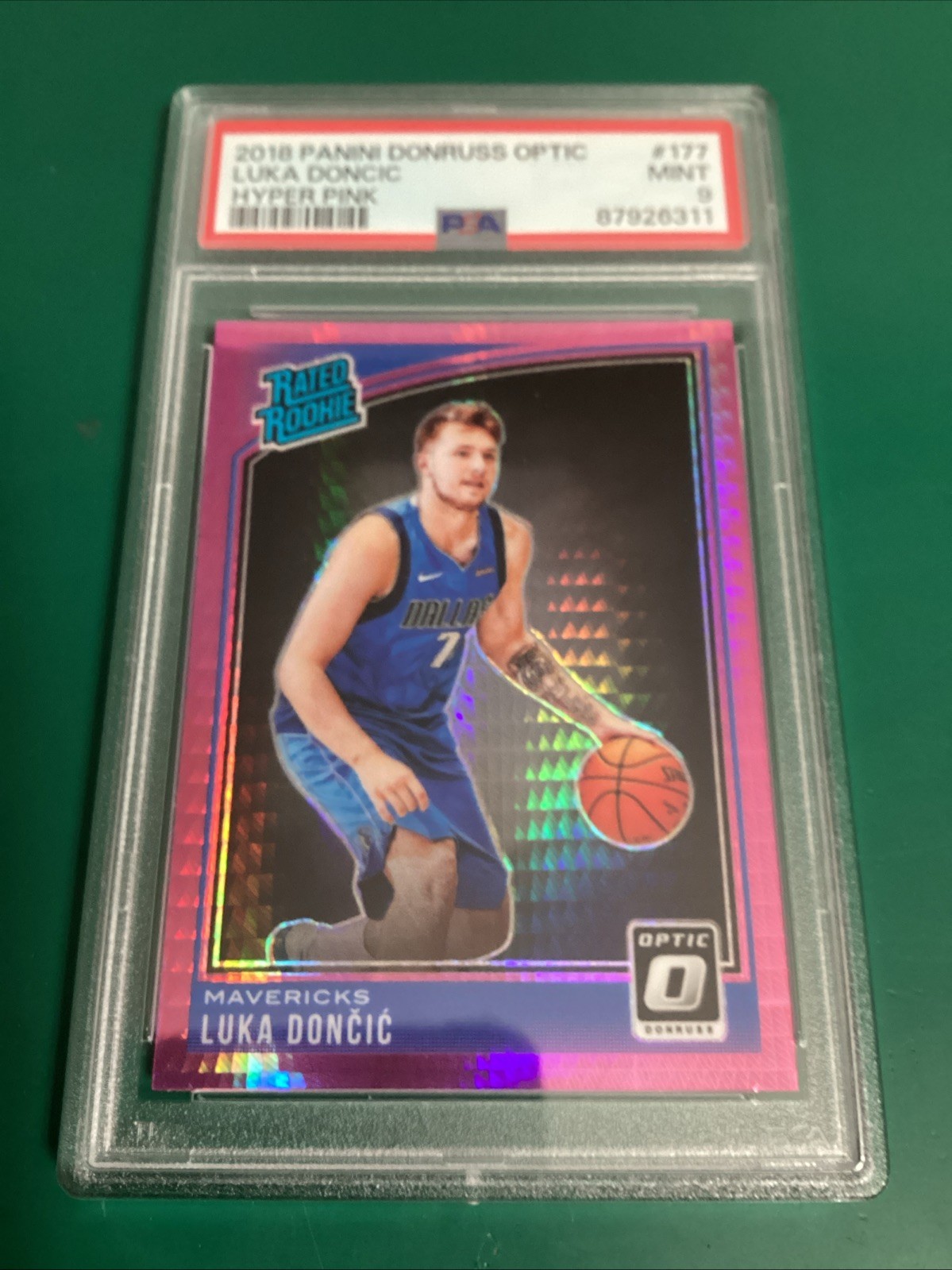 2018 Panini Donruss Optic Luka Doncic Hyper Pink Rookie #177 SP RC (PSA 9) 6311
