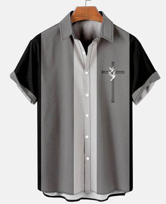 Trendy Aloha Mens Easter Cross Print Shirt