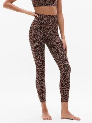 Athleta ST S TALL Elation Leopard Ultra High Rise 7/8 Tight Leggings Brown NWT