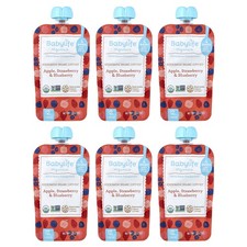 Baby Food, 6 Months, Apple, Strawberry Blueberry, 6 Pouches, 3.5 oz 99 g