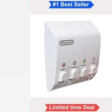Wall Mount Shower Dispenser 4 Chamber 14.5 oz Each White Plastic Adhesive No