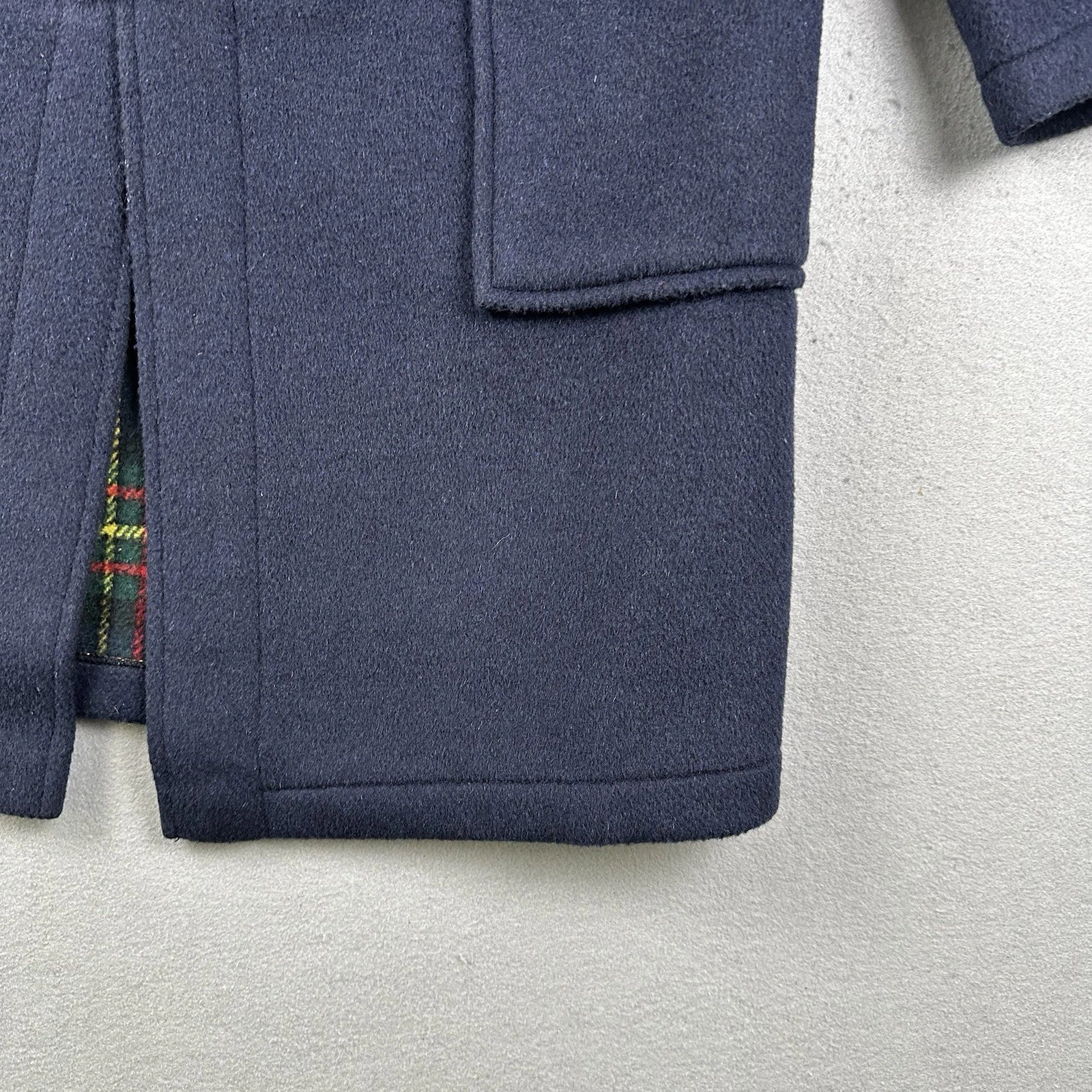 Gloverall Duffle Coat Men’s Small Navy Blue Wool Toggle Hooded Tartan England - product detail image 5