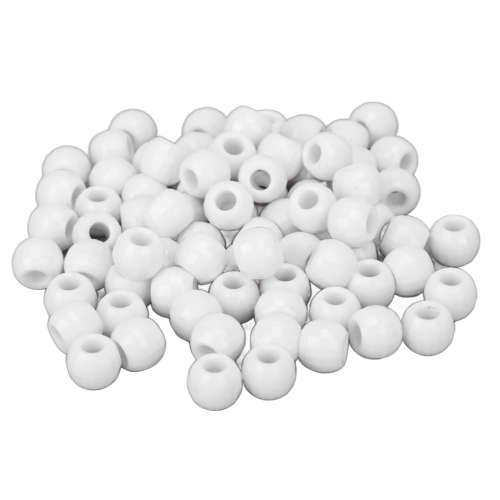 White 100pcs Hair Braiding Beads Plastics Large Hole Section 12mm Dreadlocks BL