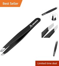 Versatile Black Stainless Steel Tweezers - Perfect for Facial Hair and Grooming