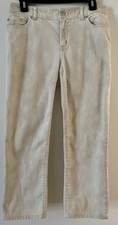 Chico's Women's Size 10 White/Tan Heathered Cotton Spandex 5 Pocket Pants READ