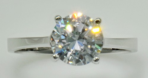 Bague 3 ct extra brillante imitation C Z simulant moissanite taille 8 argent sterling - Photo 1 sur 4