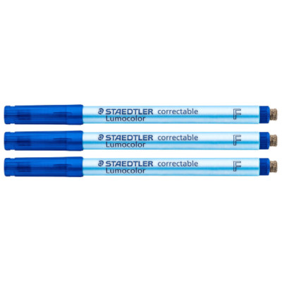 3 x Staedtler Lumocolor correctable NonPermanent Flipchart Marker blau 305F-3