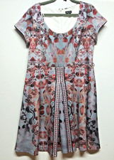 City Chic Fit & Flare Dress womens Sz S/16 FLORAL stretch career Modest gray SS