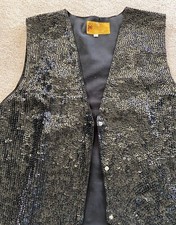 Jc 001 Usa Black Sequin Vest Top- Womens Large