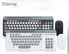 Dual Mode Round Key Wireless Keyboard and Mouse Kit with Card Slot