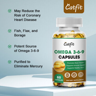 Omega 3-6-9 Fish Oil Softgels 500mg   Essential Fatty Acids for Heart & Brain