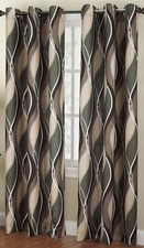 Set 2 Green Wave Geometric Curtains Panels Drapes Pair 63 84 95 inch L Grommet