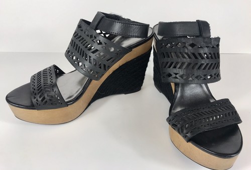 Lauren Ralph Lauren Mujer Georgina Alpargatas Cuñas Tacón Negro Zapatos Talla  8 | eBay