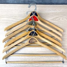 Clothing store labeled wooden suit hangers - set of 6 - vintage advertising