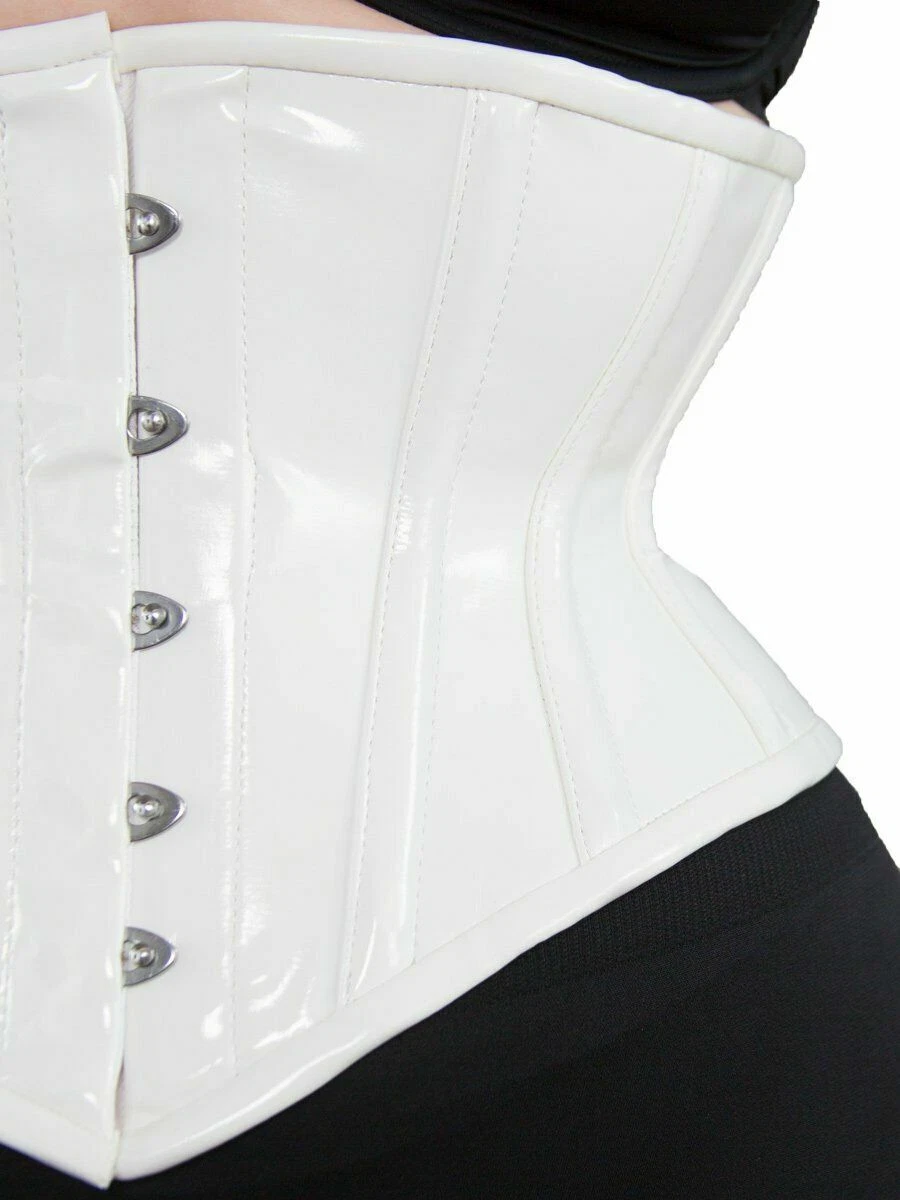 NEW! 201 Authentic White PVC 40 Steel Boned Underbust Waspie