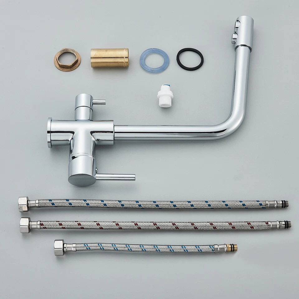 Dual Lever 3 Way Filter Kitchen Taps 3 in 1 Drinking Purifier Water Taps Chrome - Image 2 of 4