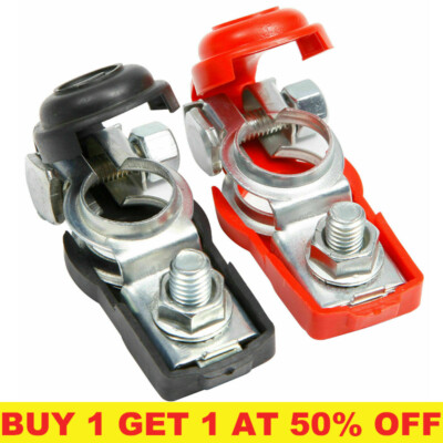 1 Pair Quick Release Battery Terminal Clamps - 12V Car, Van, RV Battery Connectors, Easy Disconnect