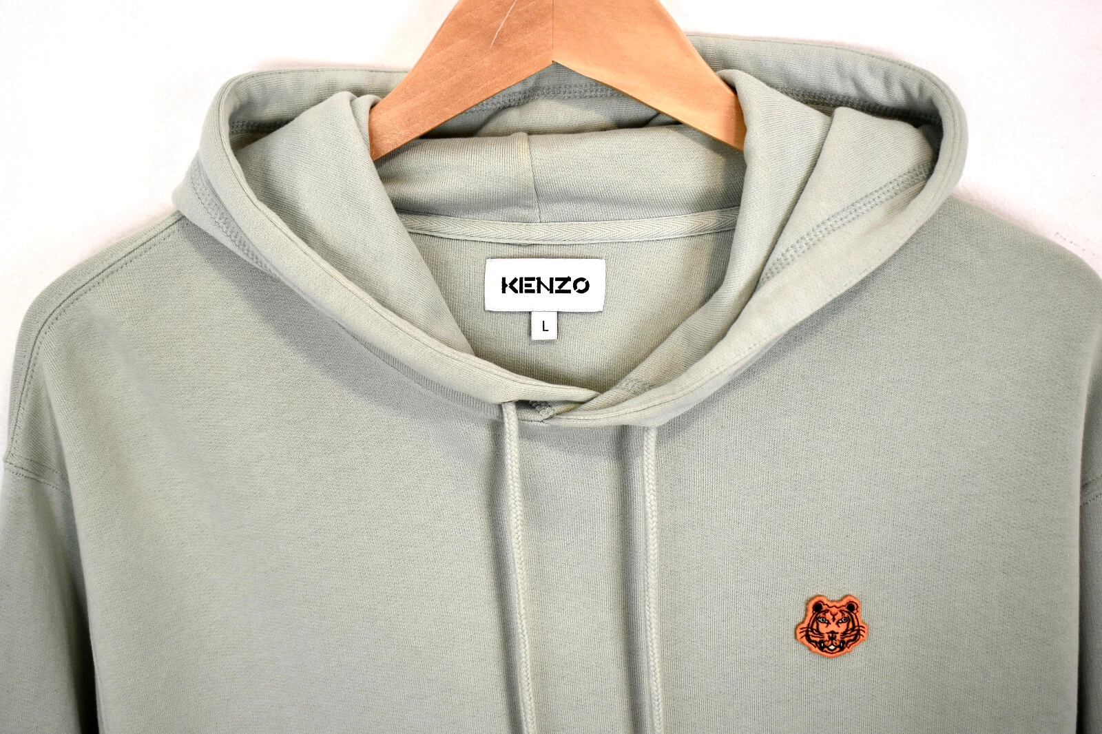KENZO Tiger Crest Popover Felpa con Cappuccio Uomo L LN Verde Salvia