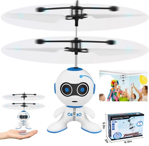 Robot Flying Toys Mini Drone Toy USB Rechargeable Hand Induction Toy Gift - Picture 8 of 9