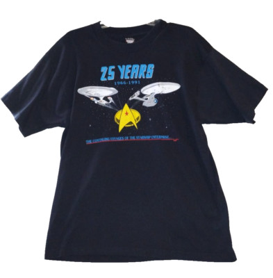 Vintage 90 Screen Stars Best Star Trek 25 Years single stitch T Shirts  L USA