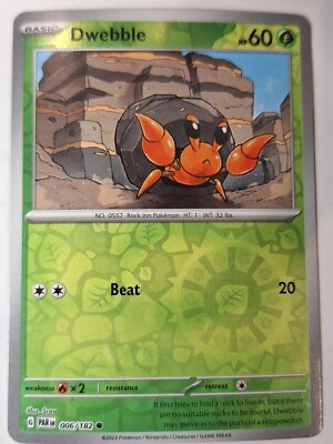 Dwebble 006/182 Sv04: Paradox Rift Pokemon Reverse Holo Foil Nice!