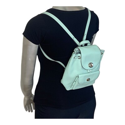 Coach NWOT Mini Mint Green Pebble Leather Backpack Bag | eBay