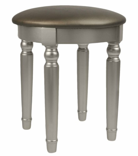 Silver Bobkona Folding Mirror Makeup Table Dresser w/ Stool 5 Drawer Vanity Set - Picture 8 of 11