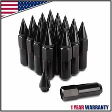 20 Pc Aluminum Black Spike Wheel Lug Nuts Bolts Spiked M12x1.5 For Honda Toyota