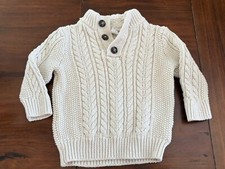 Gap Toddler Cable-Knit Mockneck Ivory Sweater 12/18 Months Chunky Fisherman