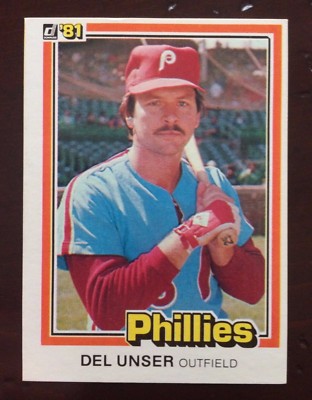 1981 Donruss Baseball Del Unser #164 ERROR Card - Missing 3B in Stat Box on Back