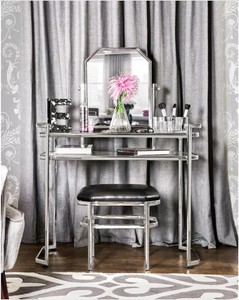 Silver Glam Vanity Table And Stool Set Ebay